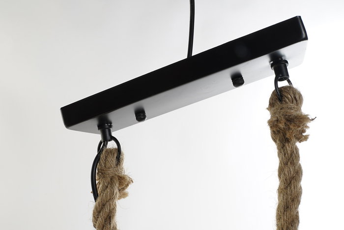 DKD Home Decor Lámpara de Techo de Bambú y Cuerda, 2 Bombillas, Marrón Claro