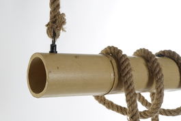 DKD Home Decor Lámpara Techo Balines Bambú Cuerda Metal Marrón Claro 15 x 15 x 51 cm (2 Unidades)