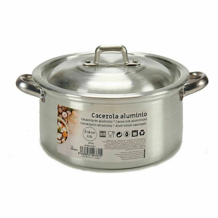 Cacerola Con Tapa Kinvara Plateado 1,5 L 18 x 10 x 23,5 cm 23,5 x 10 x 18 cm (10 Unidades) Cacerola Con Tapa Kinvara Plateado 1,5 L 18 x 10 x 23,5 cm 23,5 x 10 x 18 cm (10 Unidades)