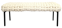 DKD Home Decor Descalzadora de Poliéster y Metal con Nudos, Beige y Negro