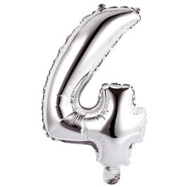 Party Time Globo Cifra 4 Plata, Altura 35 cm