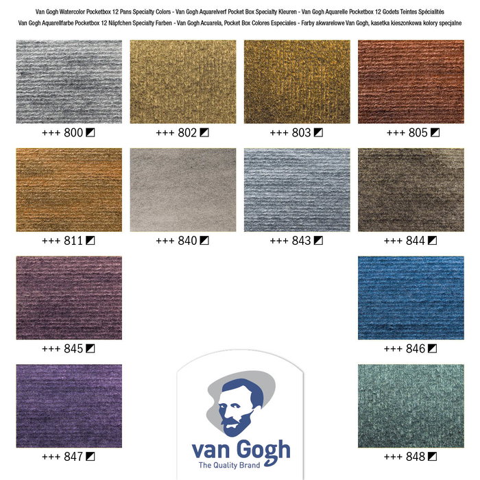 Van Gogh Caja de acuarelas especiales con 12 acuarelas en medias pastillas Van Gogh Caja de acuarelas especiales con 12 acuarelas en medias pastillas