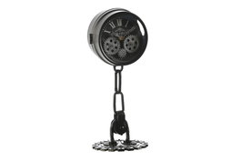 DKD Home Decor Reloj de sobremesa de metal y cristal Negro