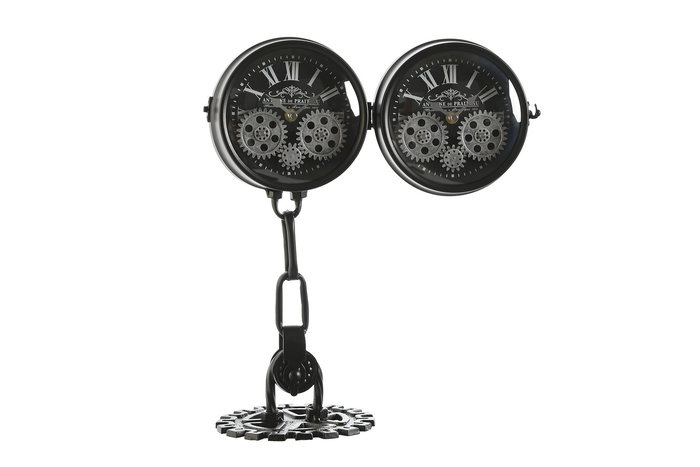 DKD Home Decor Reloj Sobremesa Negro Blanco Metal Cristal 18 x 40.5 x 17 cm