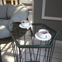 Hanah Home Mesa Auxiliar Antracita Cristal Tablero Partículas Melamina Metal 40x62x35 cm
