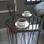 Hanah Home Mesa Auxiliar Antracita Cristal Tablero Partículas Melamina Metal 40x62x35 cm