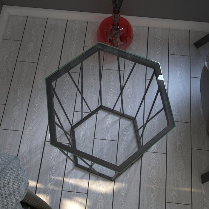 Hanah Home Mesa Auxiliar Antracita Cristal Tablero Partículas Melamina Metal 40x62x35 cm Hanah Home Mesa Auxiliar Antracita Cristal Tablero Partículas Melamina Metal 40x62x35 cm