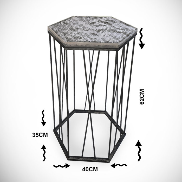 Hanah Home Mesa Auxiliar Antracita Cristal Tablero Partículas Melamina Metal 40x62x35 cm Hanah Home Mesa Auxiliar Antracita Cristal Tablero Partículas Melamina Metal 40x62x35 cm