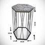 Hanah Home Mesa Auxiliar Antracita Cristal Tablero Partículas Melamina Metal 40x62x35 cm