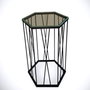 Hanah Home Mesa Auxiliar Antracita Cristal Tablero Partículas Melamina Metal 40x62x35 cm