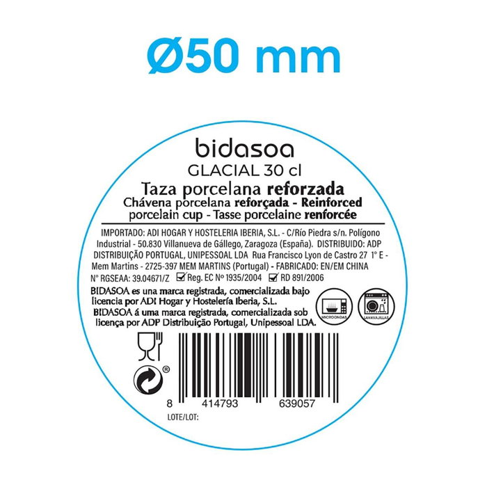 Taza Consomé Porcelana Glacial Bidasoa 30 cL (36 Unidades)