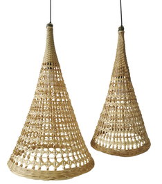 DKD Home Decor Set de 2 Lámparas de Techo de Bambú Marrón Natural