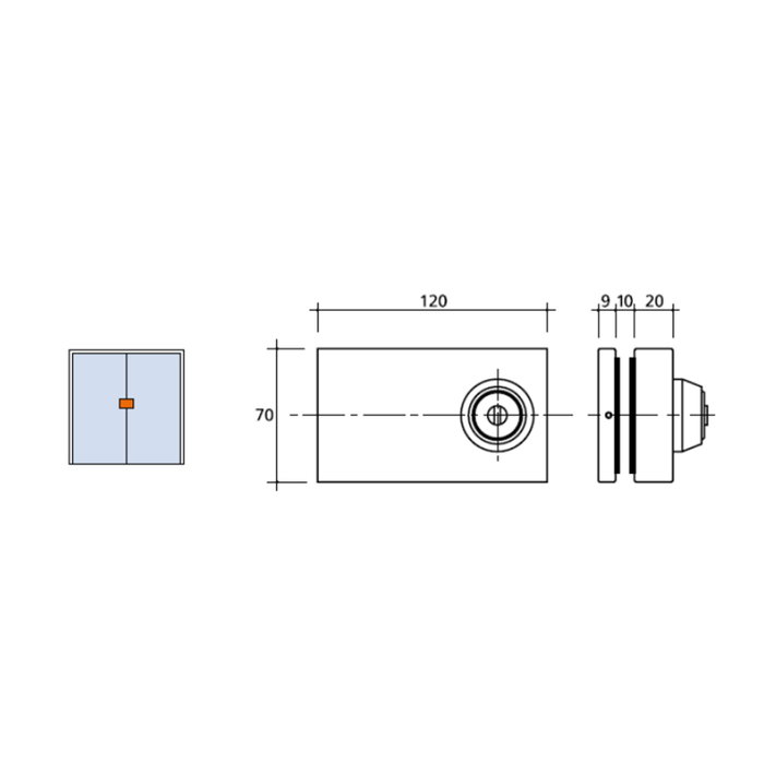 WOLFPACK LINEA PROFESIONAL Cerradura CBM 2001 para Puerta de Cristal con Llave Tubular