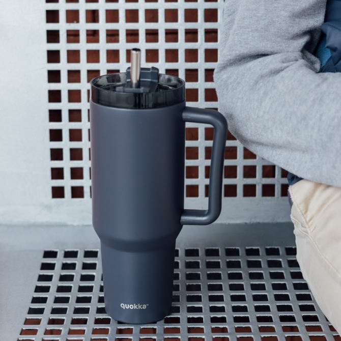 QUOKKA Taza Termo 1200 ml Acero Inoxidable Stream Black XL - Térmica, Aislante