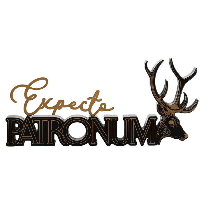 WIDDOP & CO Letrero de Madera Patronum Harry Potter - Madera Negra con Acabado Metálico WIDDOP & CO Letrero de Madera Patronum Harry Potter - Madera Negra con Acabado Metálico