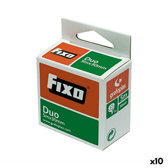 FIXO Cinta adhesiva doble cara DUO 30mm x 5m, pack de 10