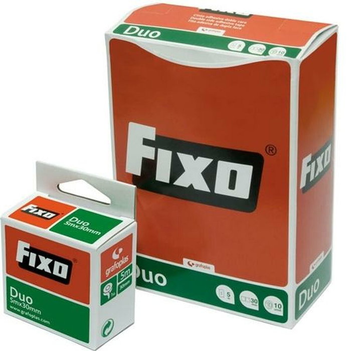 FIXO Cinta adhesiva doble cara DUO 30mm x 5m, pack de 10 FIXO Cinta adhesiva doble cara DUO 30mm x 5m, pack de 10