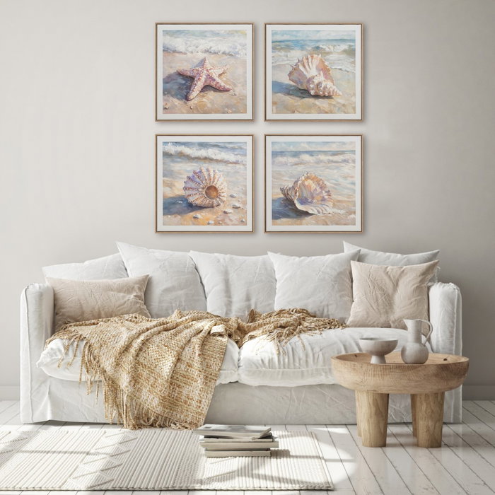 DKD Home Decor Cuadro Lienzo PS Caracolas Playa Surtido de 4 Piezas DKD Home Decor Cuadro Lienzo PS Caracolas Playa Surtido de 4 Piezas