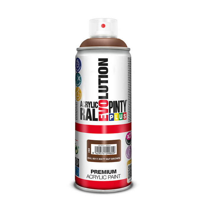 Pinty Plus Pintura acrílica spray evolution RAL 8011 matt nut brown 520 cc