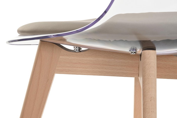 DKD Home Decor Silla de Policarbonato y Madera Tapizada Beige DKD Home Decor Silla de Policarbonato y Madera Tapizada Beige