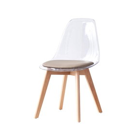 DKD Home Decor Silla de Policarbonato y Madera Tapizada Beige