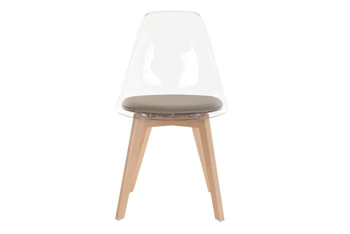 DKD Home Decor Silla de Policarbonato y Madera Tapizada Beige DKD Home Decor Silla de Policarbonato y Madera Tapizada Beige