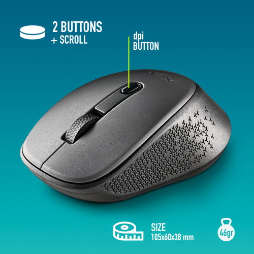 NGS DEW Ratón Inalámbrico Ambidextro Gris