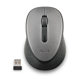 NGS Ratón Óptico Inalámbrico Ambidextro 2.4GHz, 1600 DPI Ajustable, Botones Silenciosos, Receptor Nano USB, Color Gris, Para Oficina