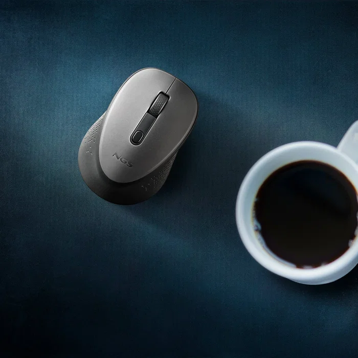 NGS Ratón Óptico Inalámbrico Ambidextro 2.4GHz, 1600 DPI Ajustable, Botones Silenciosos, Receptor Nano USB, Color Gris, Para Oficina