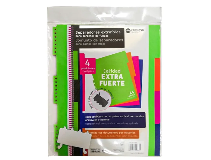 Carchivo Separador Carchivo Polipropileno Extra Rígido DIN A4 Multitaladro Extraíble 500 unidades