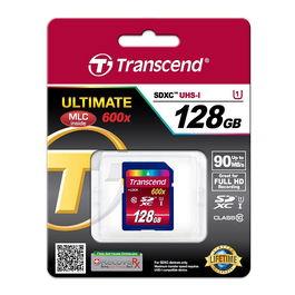 Transcend TS128GSDXC10U1 Tarjeta SDXC 128GB UHS-I Clase 10 600x Velocidad de Lectura 90 MB/s