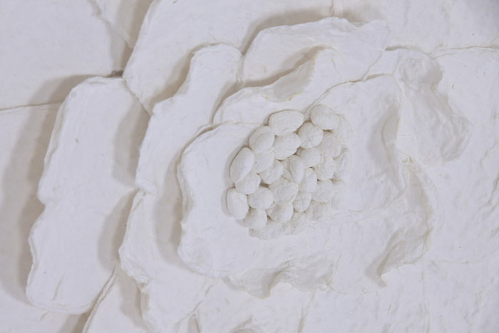 DKD Home Decor Cuadro Lienzo Papel Maché 120x120 Flor 3D Blanco