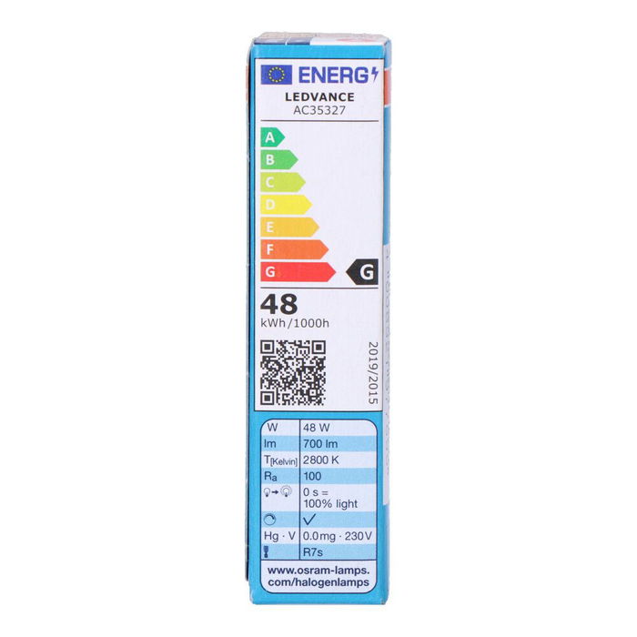 Osram Bombilla Halogena Lineal 78 mm Haloline Pro 48 W 220 V Equ. 60 W R7s 700lm 2800k 360°