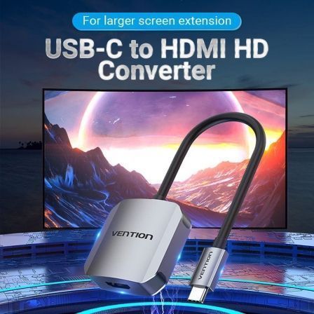 Vention TDEHB Adaptador USB Tipo-C Macho a HDMI Hembra 15cm Plata 4K UHD