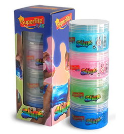 Juego Supertite Slime Bote 120Gr Surtido Colores Purpurina Pack De 4