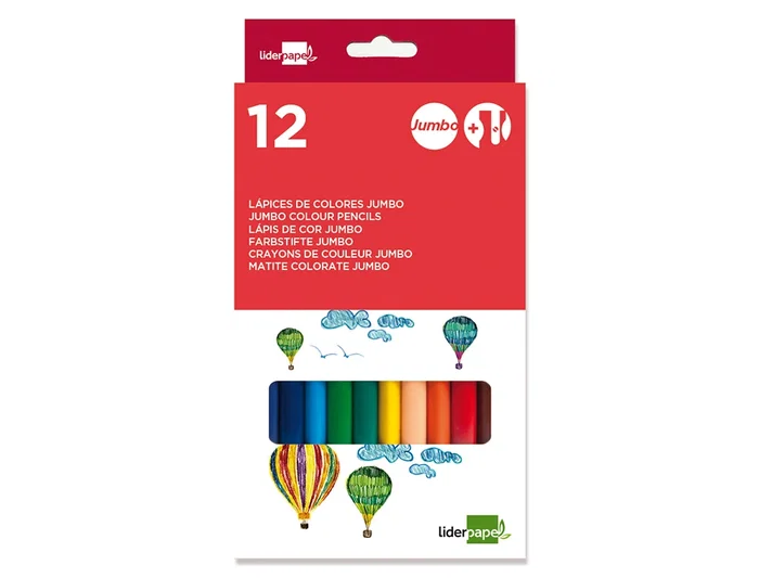 Liderpapel Lápices de Colores Jumbo con Sacapuntas, Caja de 12 Unidades, Colores Surtidos Liderpapel Lápices de Colores Jumbo con Sacapuntas, Caja de 12 Unidades, Colores Surtidos
