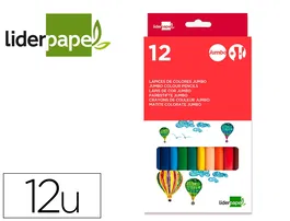 Liderpapel Lápices de Colores Jumbo con Sacapuntas, Caja de 12 Unidades, Colores Surtidos