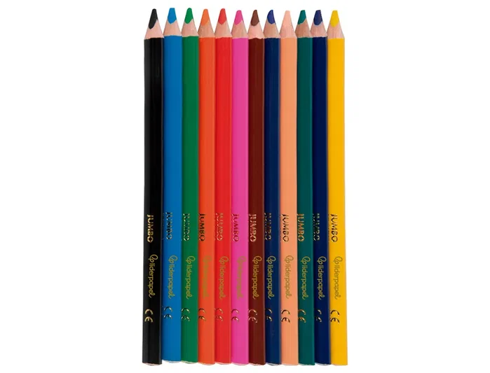 Liderpapel Lápices de colores jumbo con sacapuntas, colores surtidos