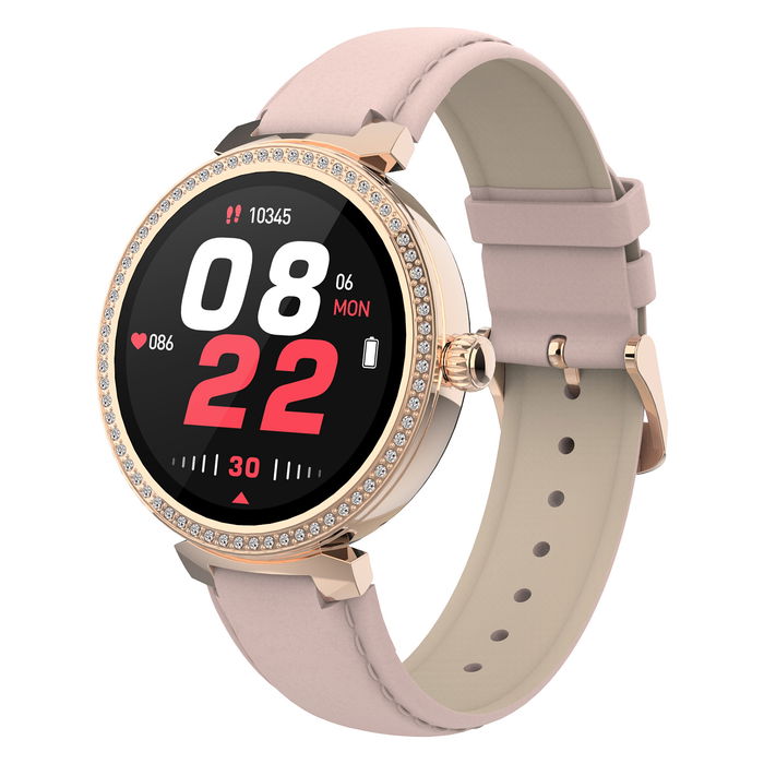 Denver Reloj Inteligente SWC-342RO Rosa Oro, Pantalla Táctil IPS 1.2", Monitor Frecuencia Cardíaca, Oxígeno, Sueño, Resistente Agua IP67
