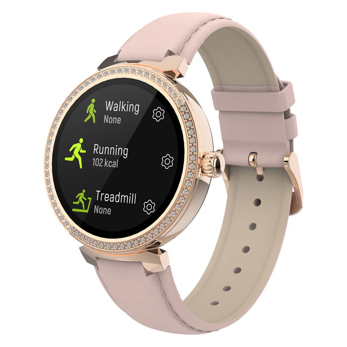 Denver Reloj Inteligente SWC-342RO Rosa Oro, Pantalla Táctil IPS 1.2", Monitor Frecuencia Cardíaca, Oxígeno, Sueño, Resistente Agua IP67