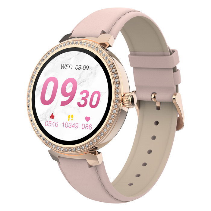 Denver Reloj Inteligente SWC-342RO Rosa Oro, Pantalla Táctil IPS 1.2", Monitor Frecuencia Cardíaca, Oxígeno, Sueño, Resistente Agua IP67