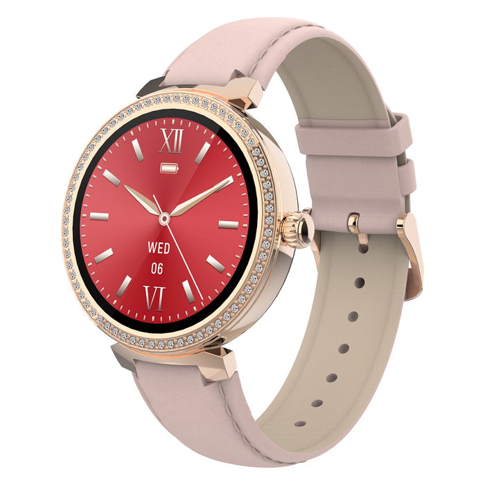 Denver Reloj Inteligente SWC-342RO Rosa Oro, Pantalla Táctil IPS 1.2", Monitor Frecuencia Cardíaca, Oxígeno, Sueño, Resistente Agua IP67
