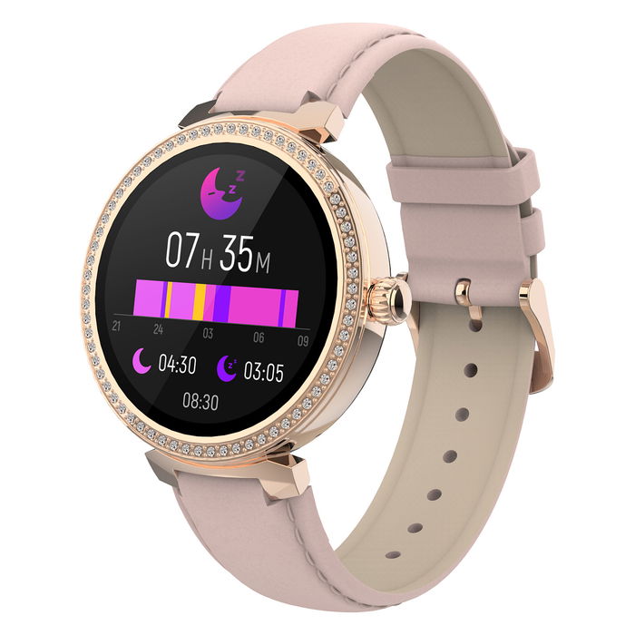 Denver Reloj Inteligente SWC-342RO Rosa Oro, Pantalla Táctil IPS 1.2", Monitor Frecuencia Cardíaca, Oxígeno, Sueño, Resistente Agua IP67