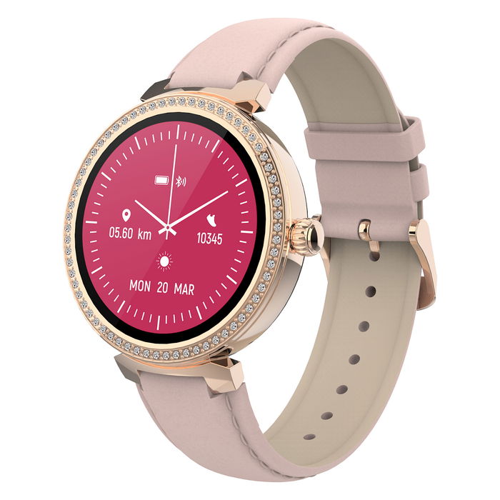 Denver Reloj Inteligente SWC-342RO Rosa Oro, Pantalla Táctil IPS 1.2", Monitor Frecuencia Cardíaca, Oxígeno, Sueño, Resistente Agua IP67