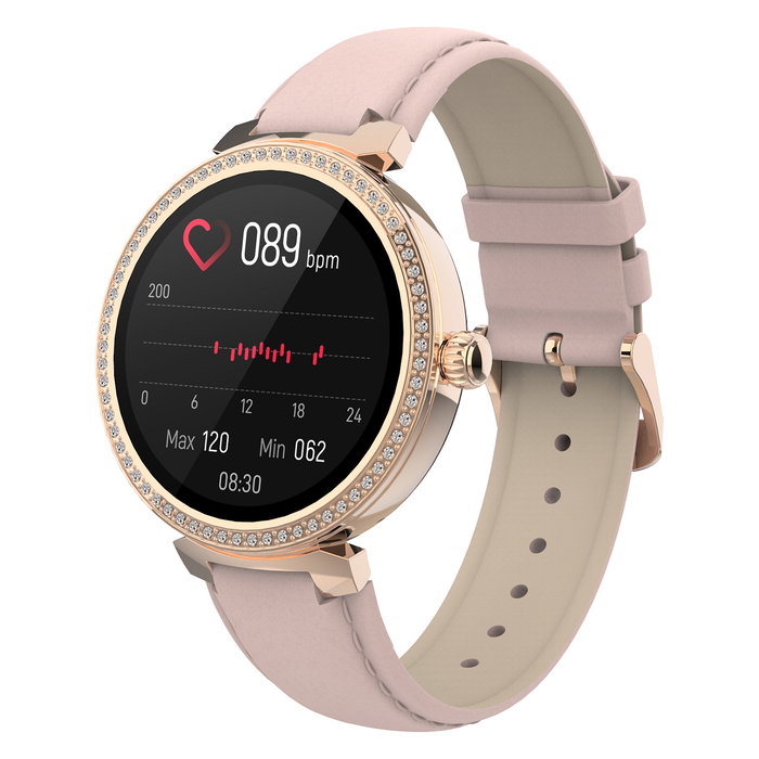 Denver Reloj Inteligente SWC-342RO Rosa Oro, Pantalla Táctil IPS 1.2", Monitor Frecuencia Cardíaca, Oxígeno, Sueño, Resistente Agua IP67
