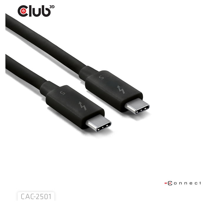 Club 3D CAC-2501 Cable Thunderbolt 5 Certificado 8K 240Hz / 80-120 Gbps 1m Negro Club 3D CAC-2501 Cable Thunderbolt 5 Certificado 8K 240Hz / 80-120 Gbps 1m Negro
