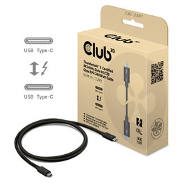 Club 3D CAC-2501 Cable Thunderbolt 5 Certificado 8K 240Hz / 80-120 Gbps 1m Negro