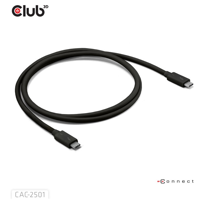 Club 3D CAC-2501 Cable Thunderbolt 5 Certificado 8K 240Hz / 80-120 Gbps 1m Negro Club 3D CAC-2501 Cable Thunderbolt 5 Certificado 8K 240Hz / 80-120 Gbps 1m Negro