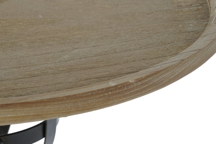 DKD Home Decor Mesita Auxiliar Vintage Negro Natural 60x60x63.5 cm Abeto Metal