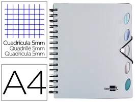Liderpapel Cuaderno Espiral Micro Executive A4 con Tapa de Plástico Metalizada